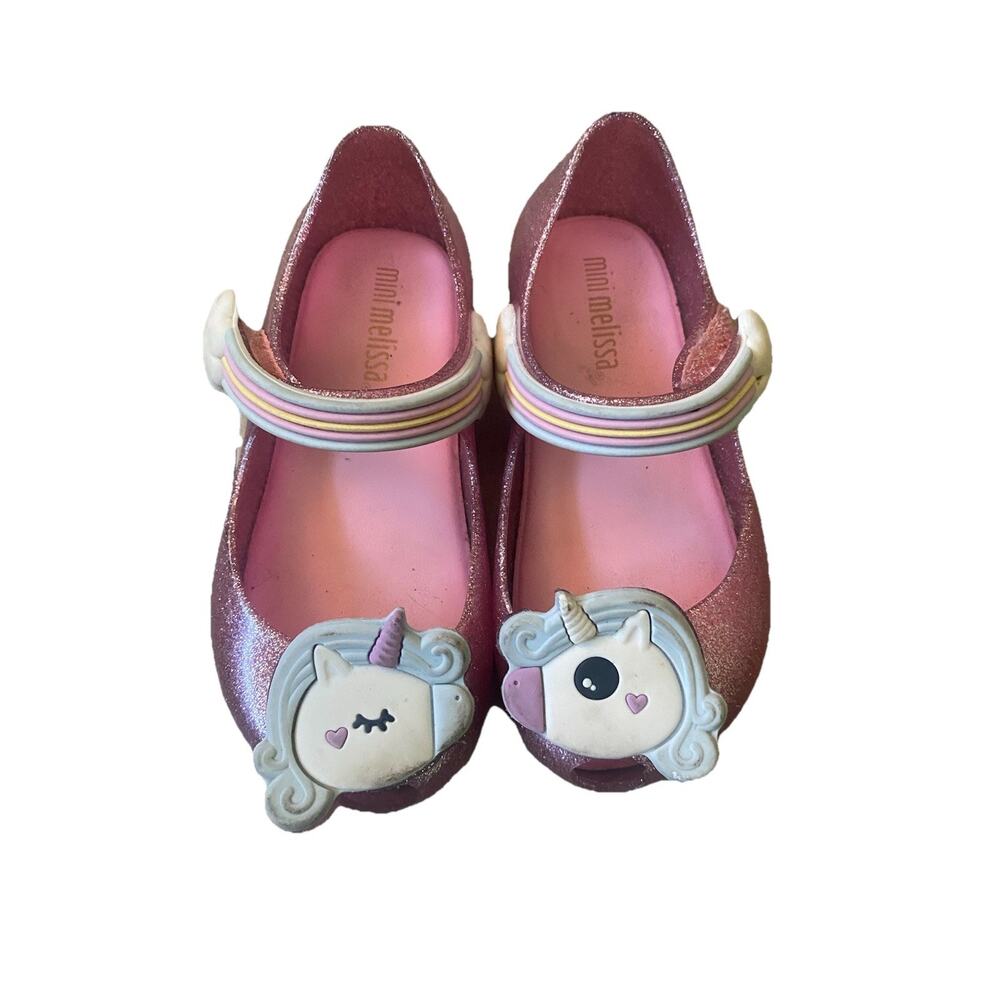 Mini Melissa ultragirl pink Unicorn shoes Mary Janes size 7 scented ballet flats